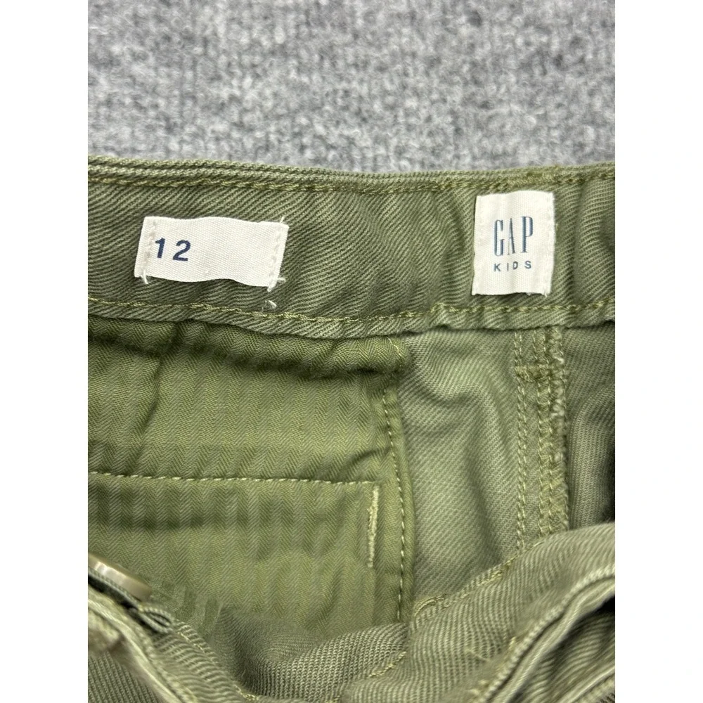 Gap Kids Girls Olive Green Cuffed Chino Shorts Size 12 Twill Utility Summer
